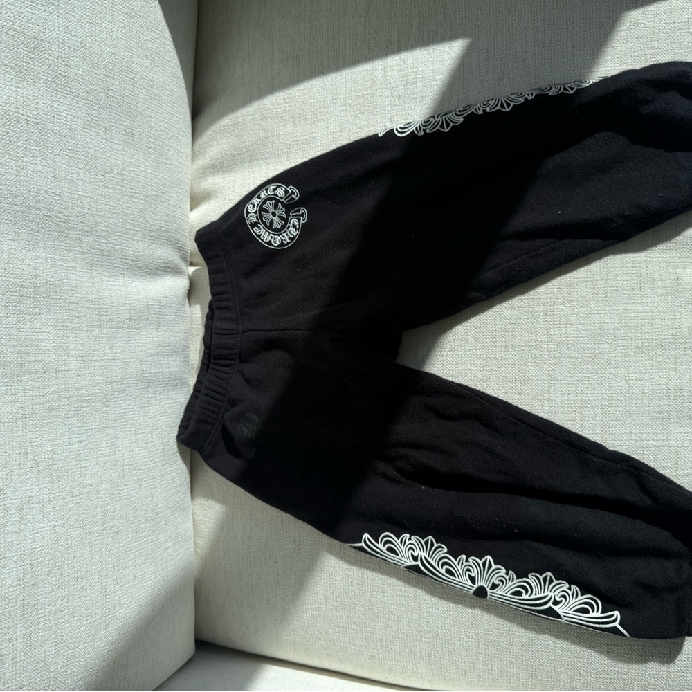 Chrome Hearts Black Joggers with White Accents toddler sweat pants